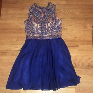 Sherri Hill Blue beaded formal dress